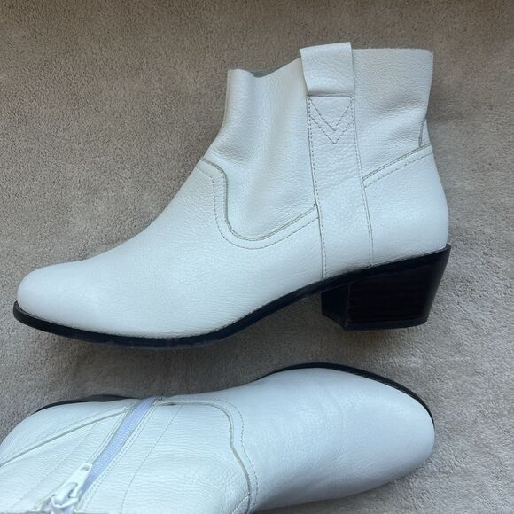 Vionic Roselyn White Leather Ankle Boot Bootie Women 8.5 Chic Minimalist Classic - Picture 14 of 14